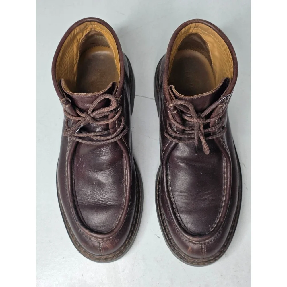 J CREW Men's Boots Size 10 Brown Leather Chukka Lace‎ Up 3-eye Shoes Italy Made